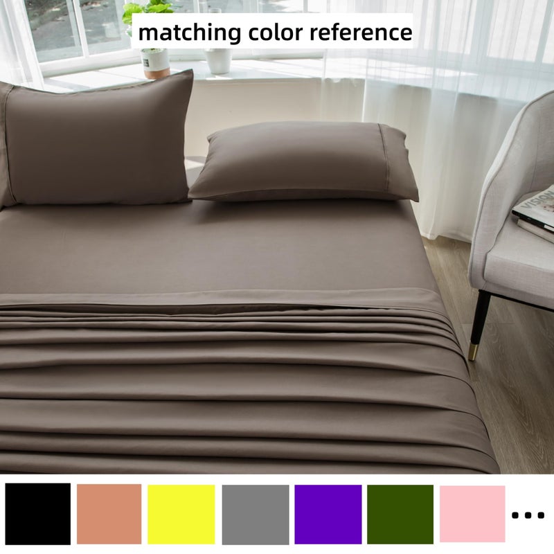 Mohap Bed Sheet Set 4 Pieces Double Brushed Microfiber 1800 - Breathable All Season Luxury Soft Bedding - Full Coffee - Image 2